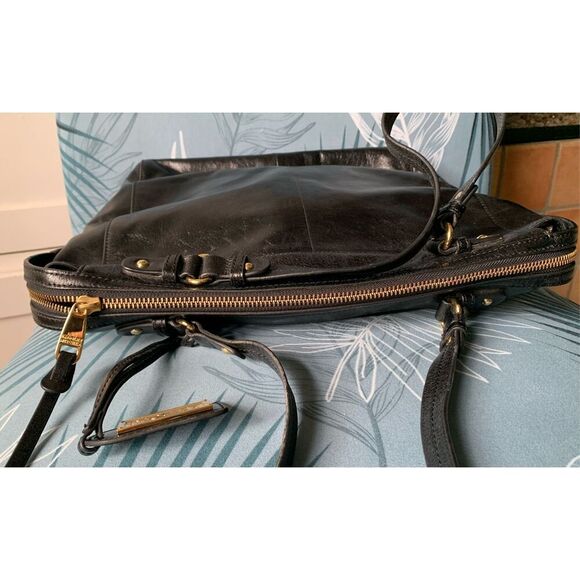 BADGLEY MISCHKA BLACK MIRANDA HOUNDSTOOTH CALF HAIR LEATHER PURSE SHOULDER BAG - Picture 5 of 10